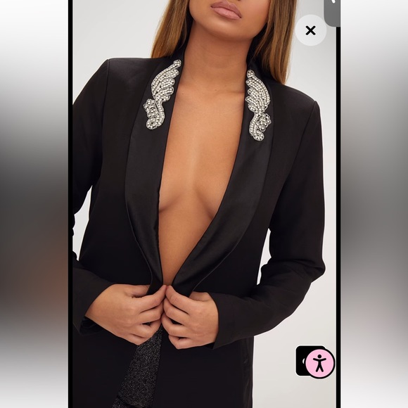 RARE! Kourtney Kardashian Embellished Applique Detail Oversized Blazer - Picture 4 of 12